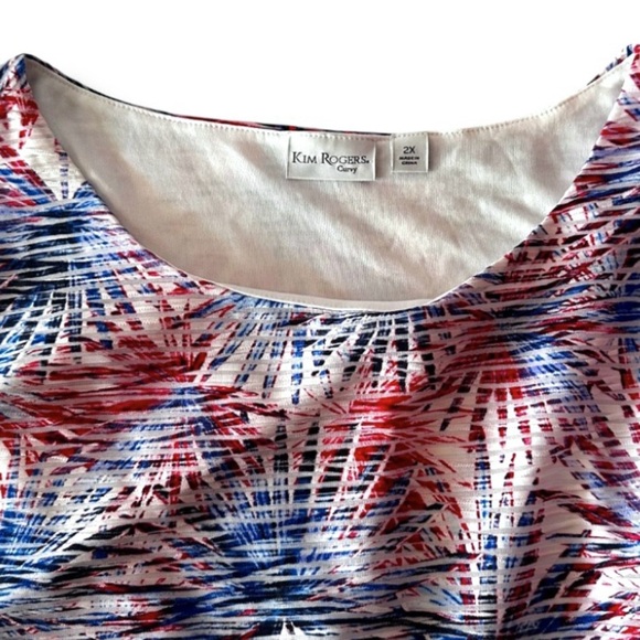 Kim Rogers Blue Red Fireworks Striped Lined Dress Women’s Plus Size 2X Patriotic - Picture 3 of 16